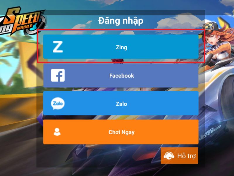 Đăng nhập Zingspeed Mobile bằng Zing ID - Bước 1