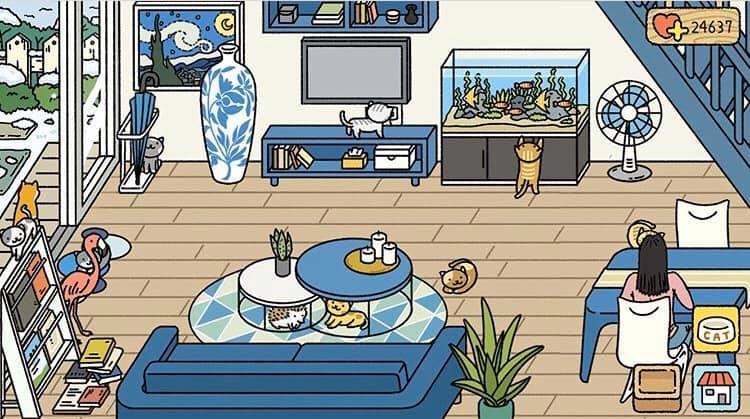 Decor adorable home phòng khách màu xanh 